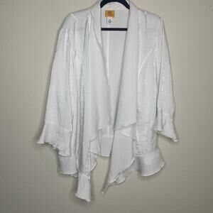 Ruby Rd. White Waterfall Jacket Open Front Sz 22W